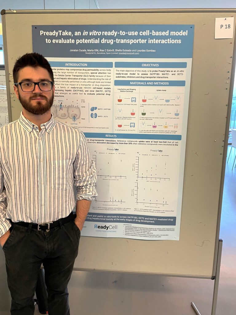 Jonatan Cucala, researcher at ReadyCell's R&D department, presenting a poster on PreadyTake in Germany.